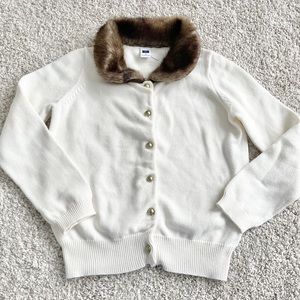 Janie and Jack ivory faux fur cardigan